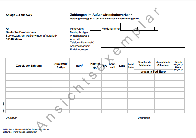 AWV Meldung Formular