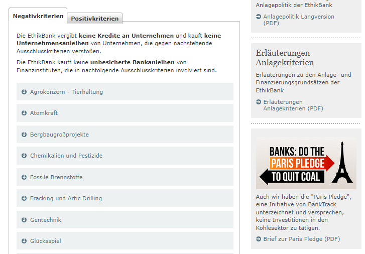 anlagekriterien ethische banken