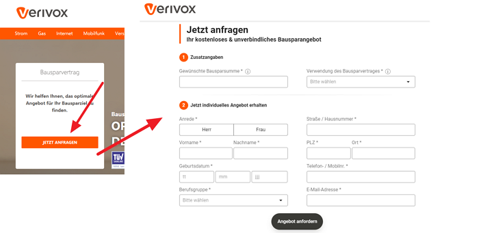 Verivox, Check24 Bausparvertrag Vergleich