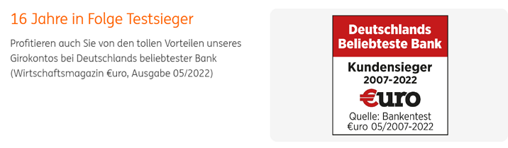 ING beliebteste Bank 2022