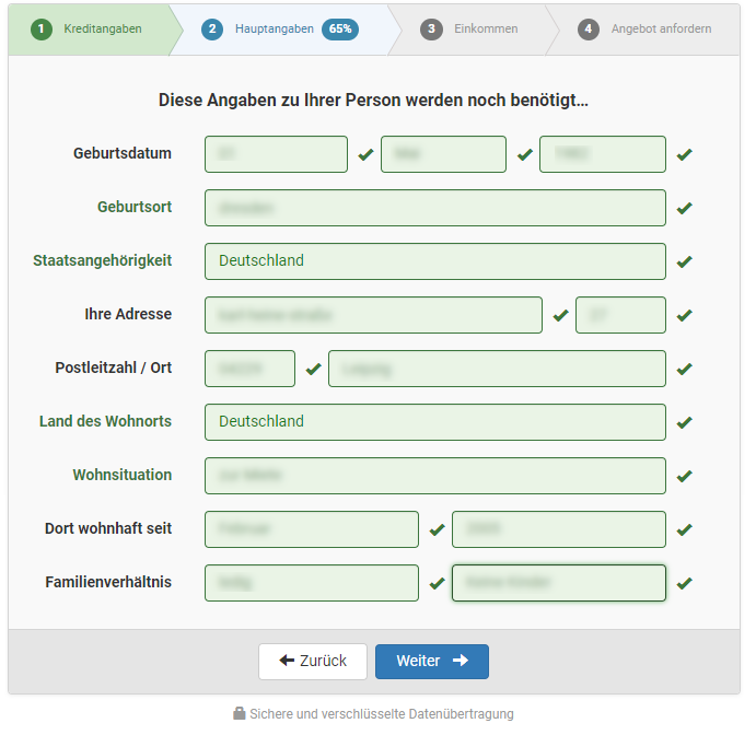 duratio kreditantrag persönliche daten