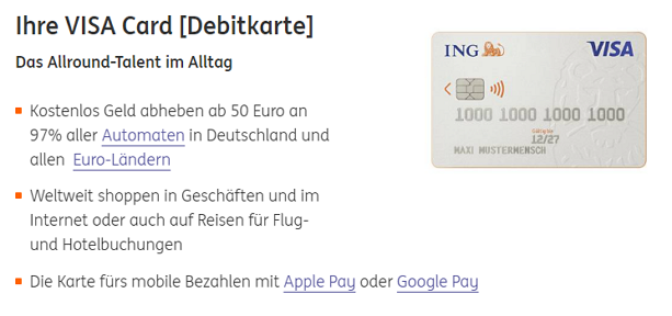 Screenshot ING Kreditkarte