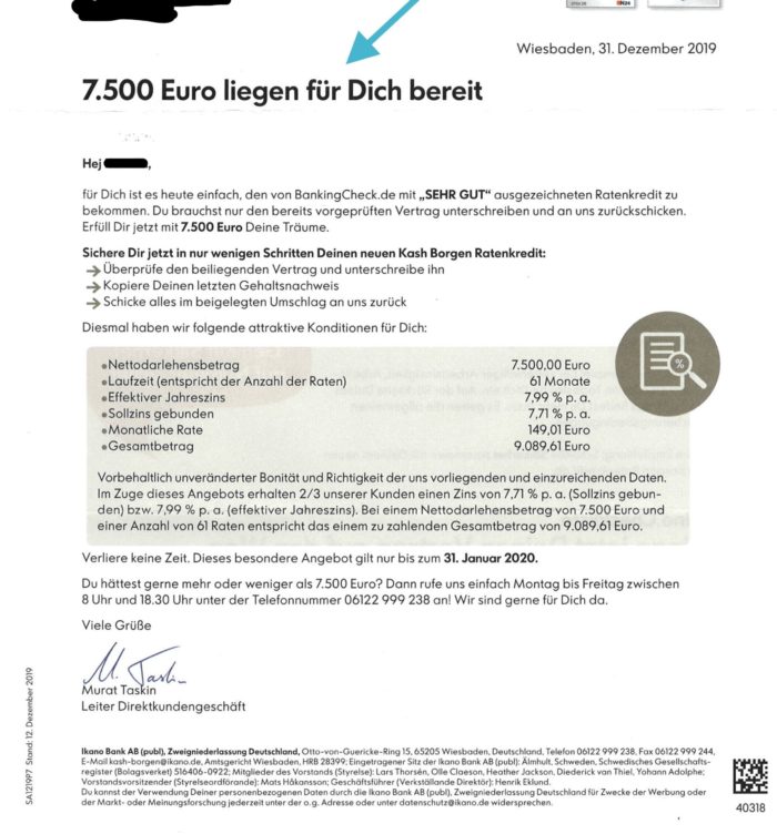 Angebot von IKANO Post