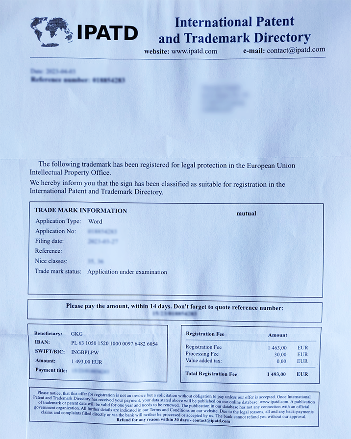 IPATD zahlungsaufforderung