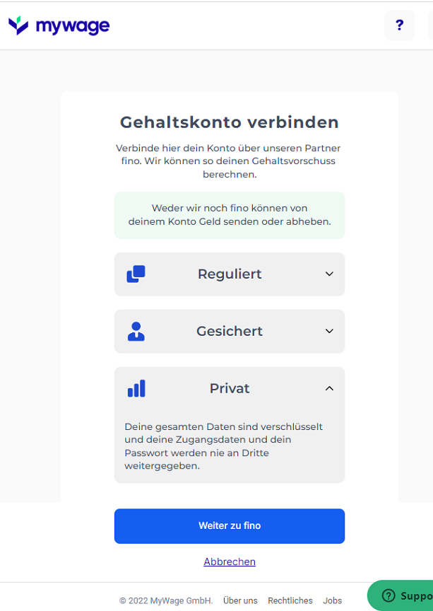 MyWage Kontoblick