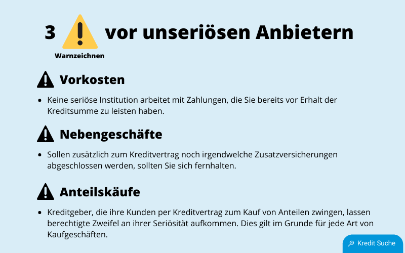 Warnzeichen unseriöser Kreditanbieter