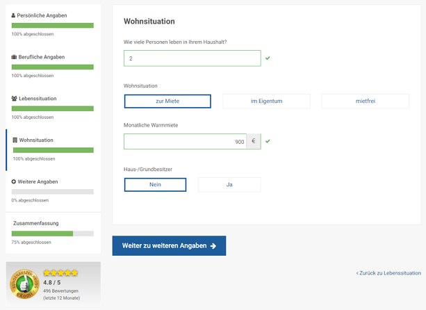 Wohnsituation neues Formular Maxda