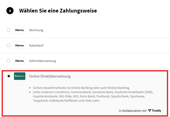 Trustly Online Zahlungsmethode