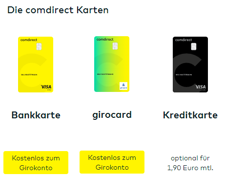 Karten comdirect Kreditkarte